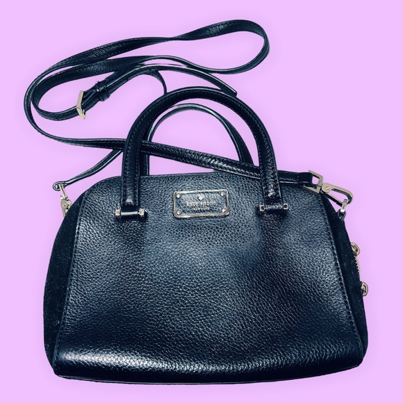 kate spade Handbags - Kate Spade Vintage Small Black Leather & Suede Crossbody Bag with Handles